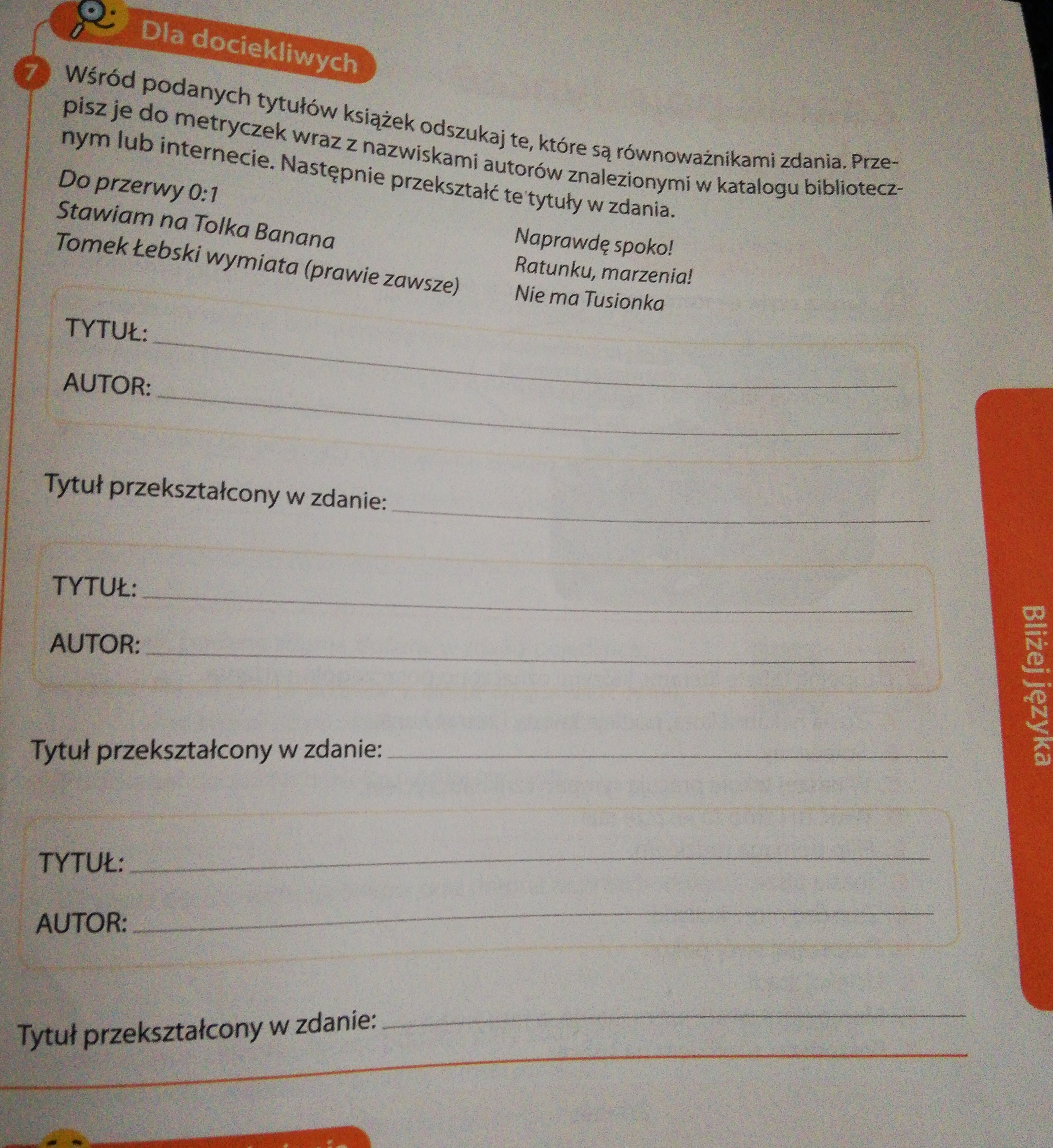 wśród podanych tytułów książek Odszukaj te które są równoważnikami