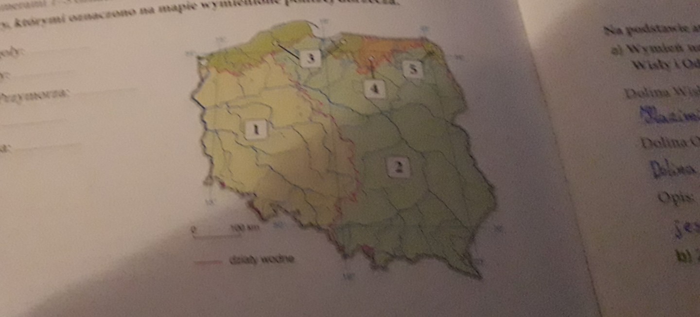 na mapie numerami 15 oznaczono wybrane dorzecza znajdujące się w