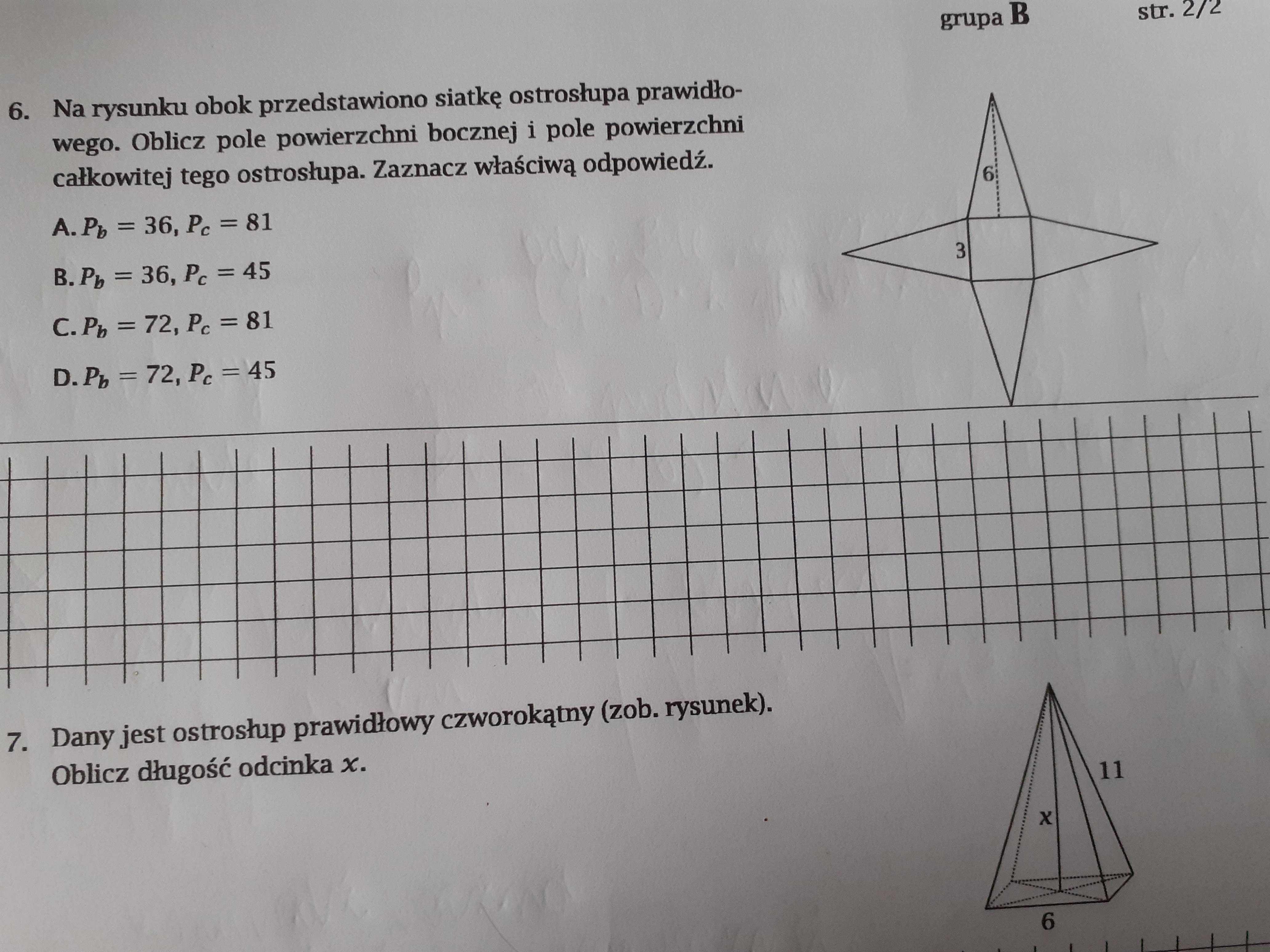 Na rysunku obok przedstawiono siatkę ostrosłupa prawidłowego Oblicz
