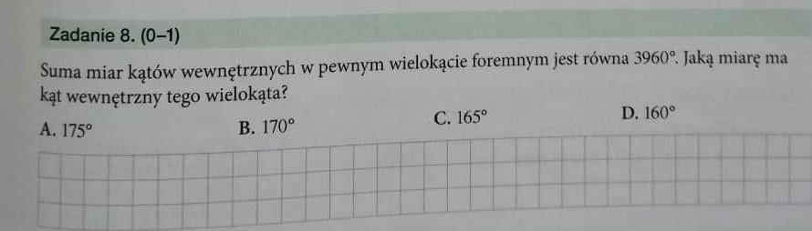 suma miar kątów wewnętrznych w pewnym wielokącie foremnym jest równa