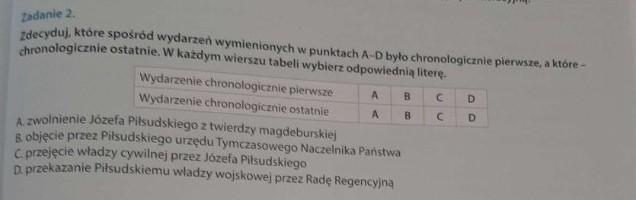 *Daje Najj*Zdecyduj, które spośród wydarzeń wymienionych w punktach AD