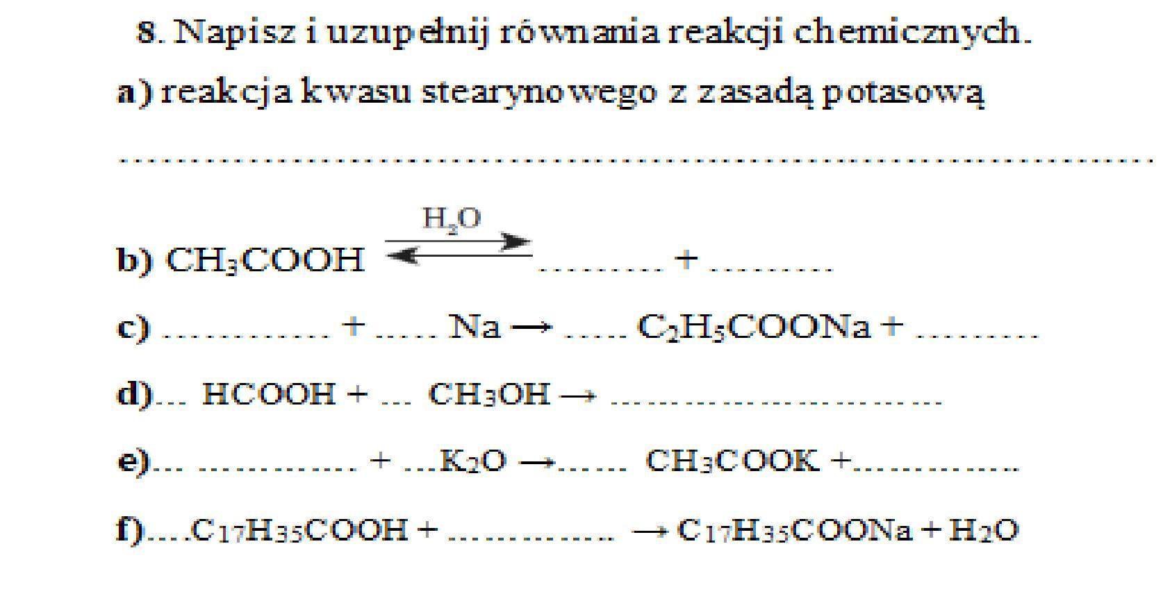 Napisz i uzupełnij równania reakcji chemicznych. Brainly.pl