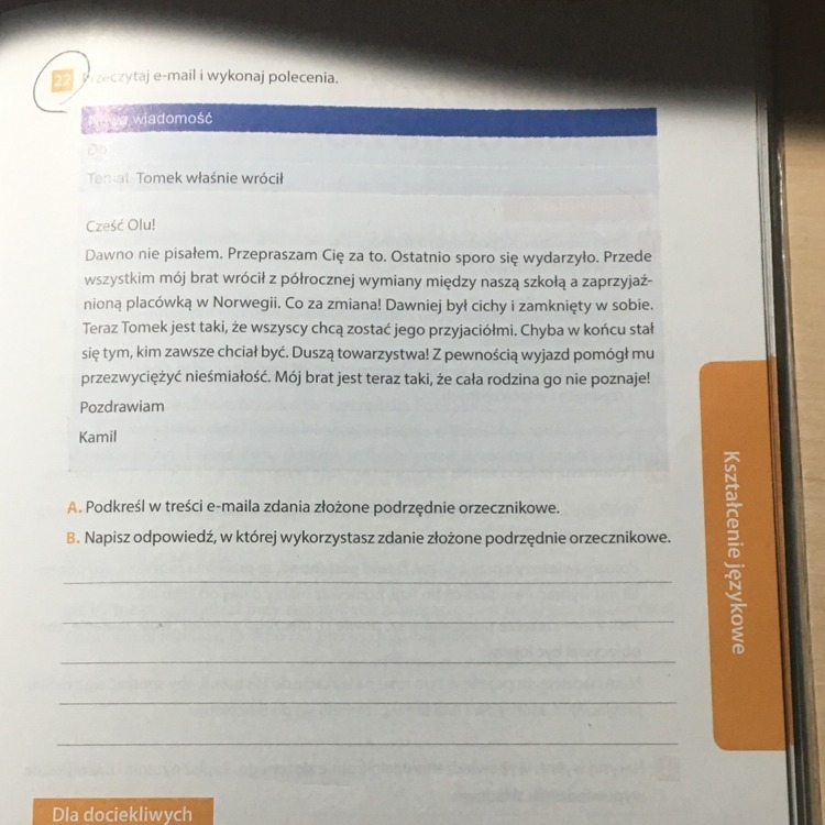 Przeczytaj email i wykonaj polecenia. Brainly.pl