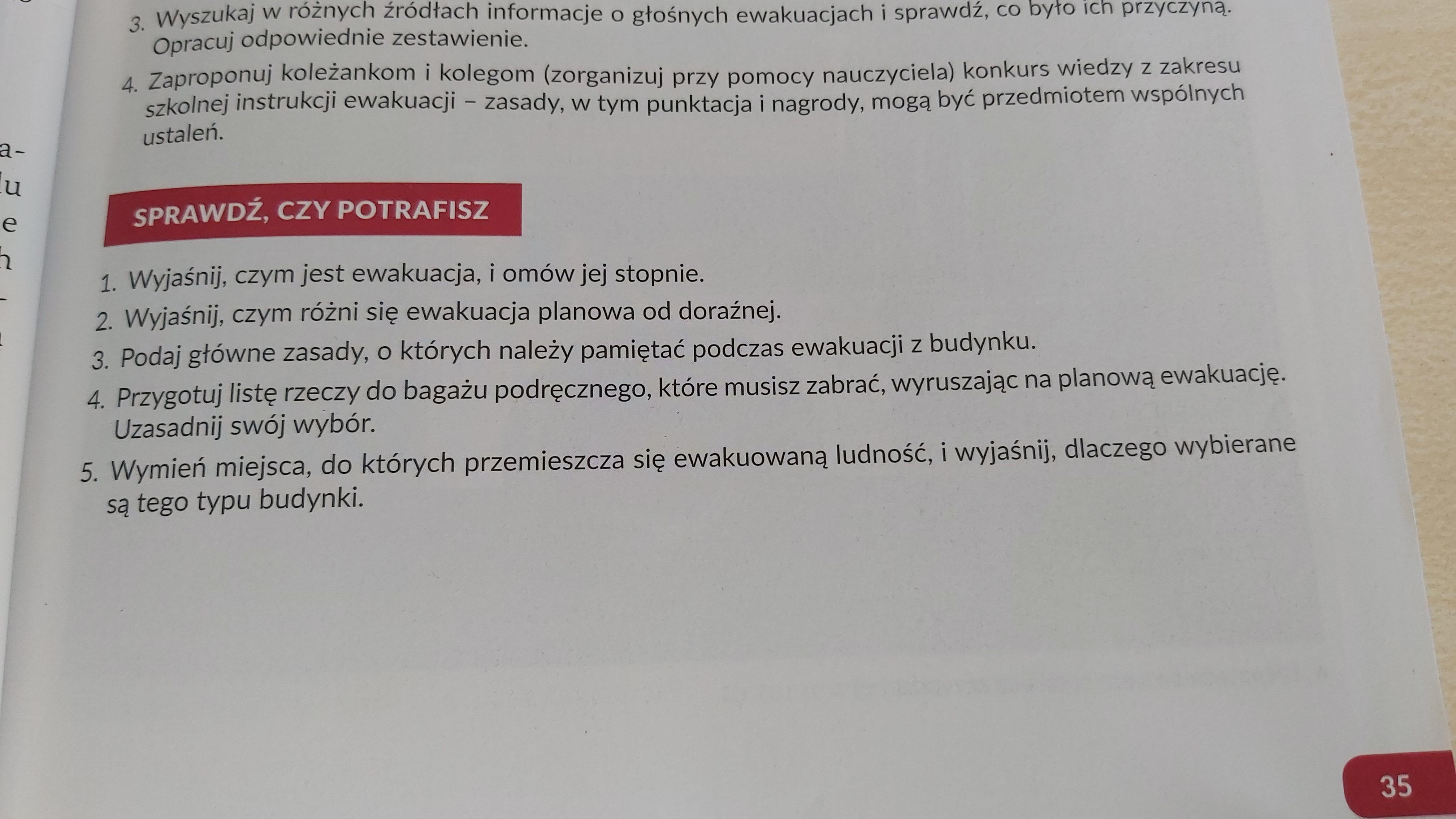 Całe sprawdź czy potrafisz. Wyjaśnij, czym jest ewakuacja, i omów jej