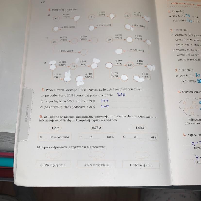 Proszę o pomoc w zad. 4 i 6 str. 20 matematyka z plusem 7 PILNE ! Daje