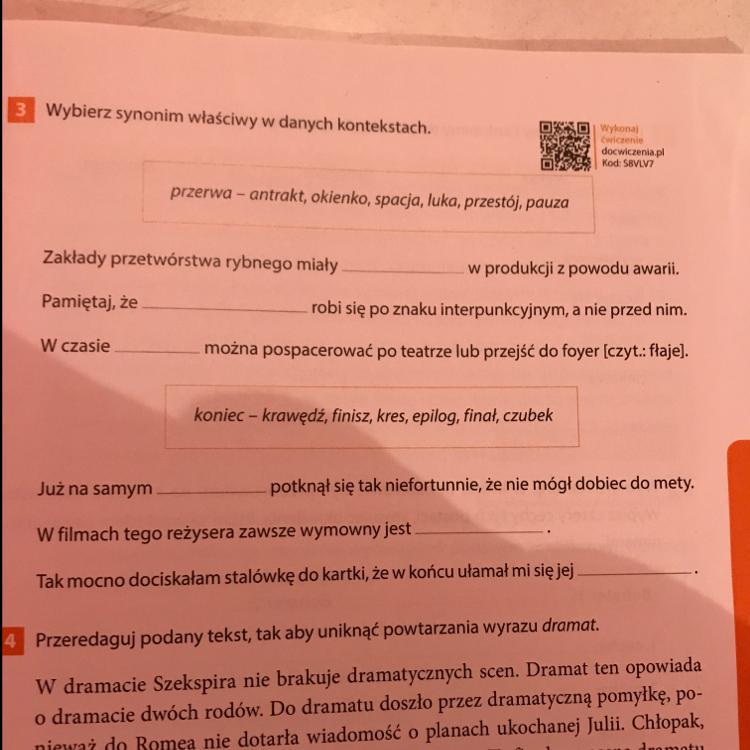 Wybierz synonim właściwy w danych kontekstach. NA JUTRO DAJE NAJ