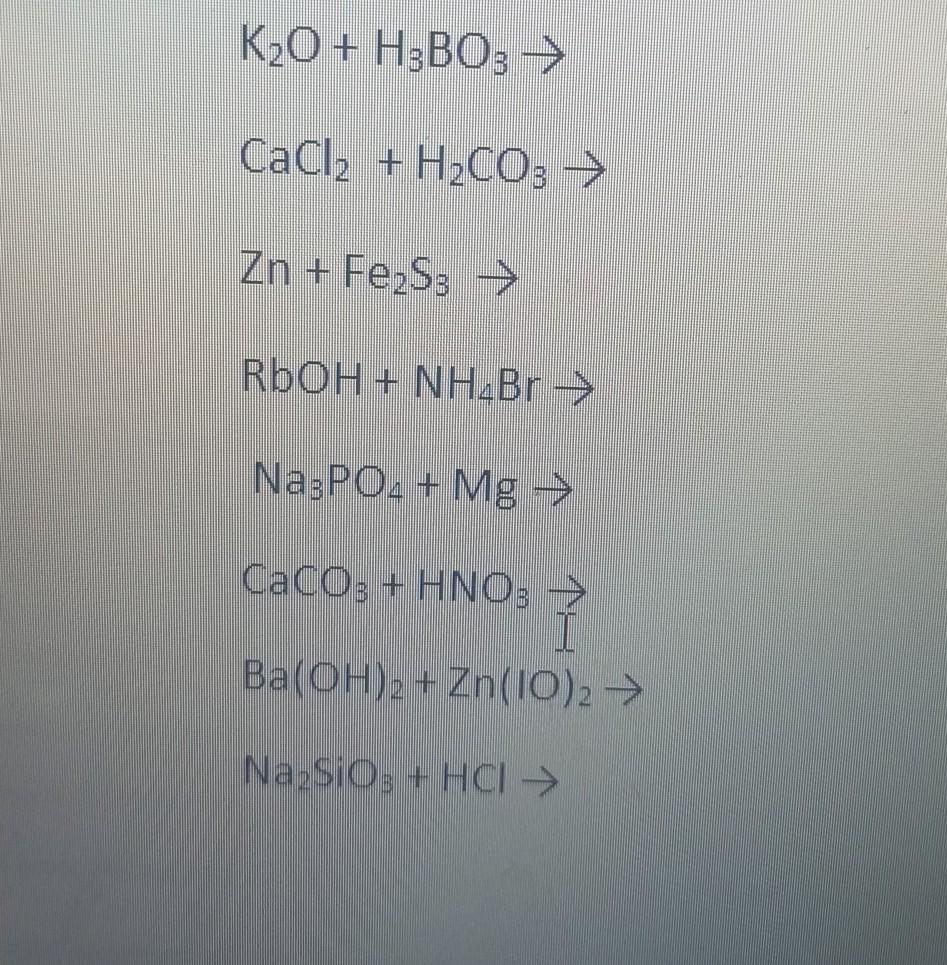 Dokończ i zbilansuj podane równania reakcji chemicznych lub zaznacz że