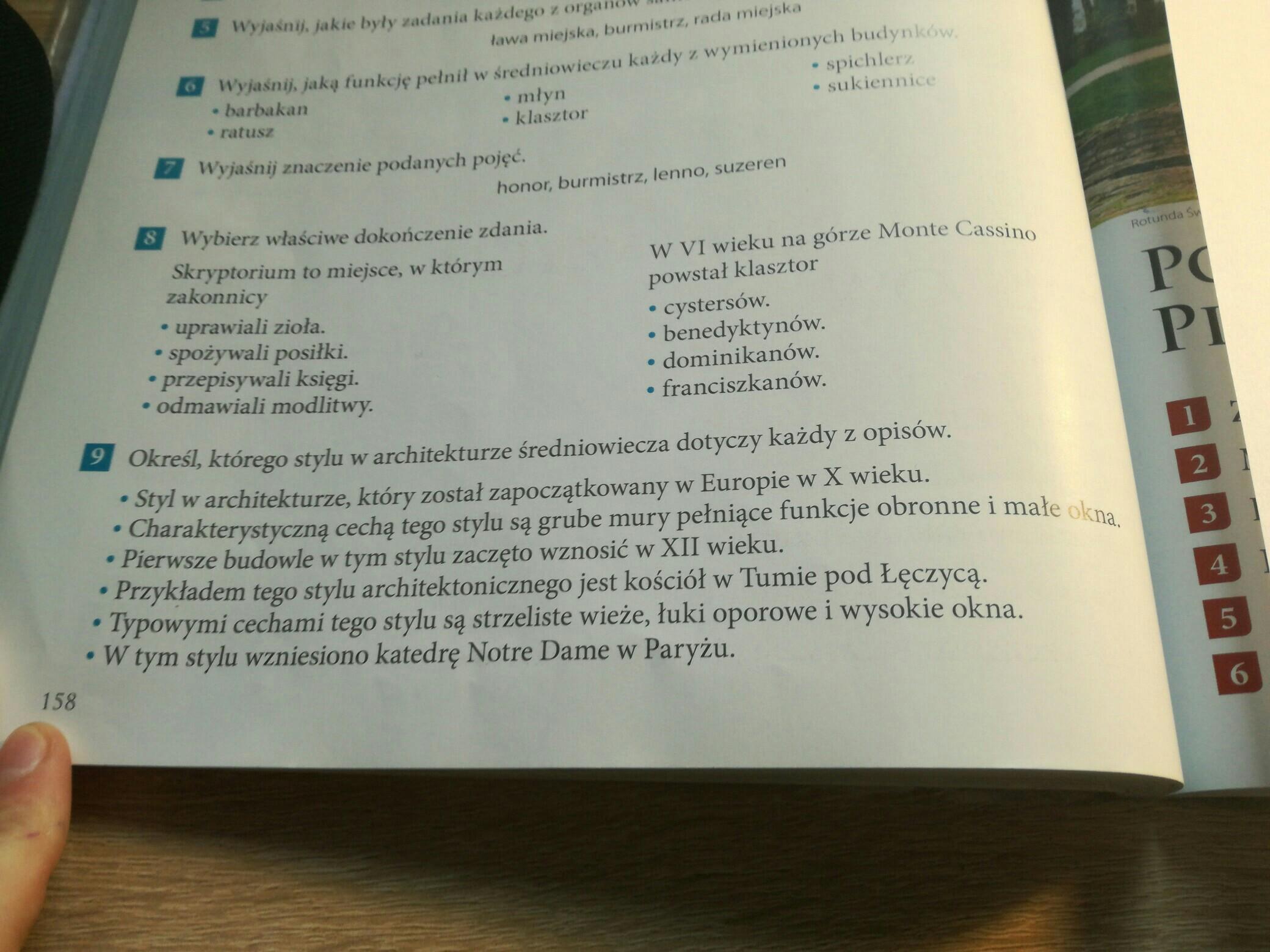 cześć potrzebuje zadania 8 i 9 historia klasa 5 dział 5 strona158 ma