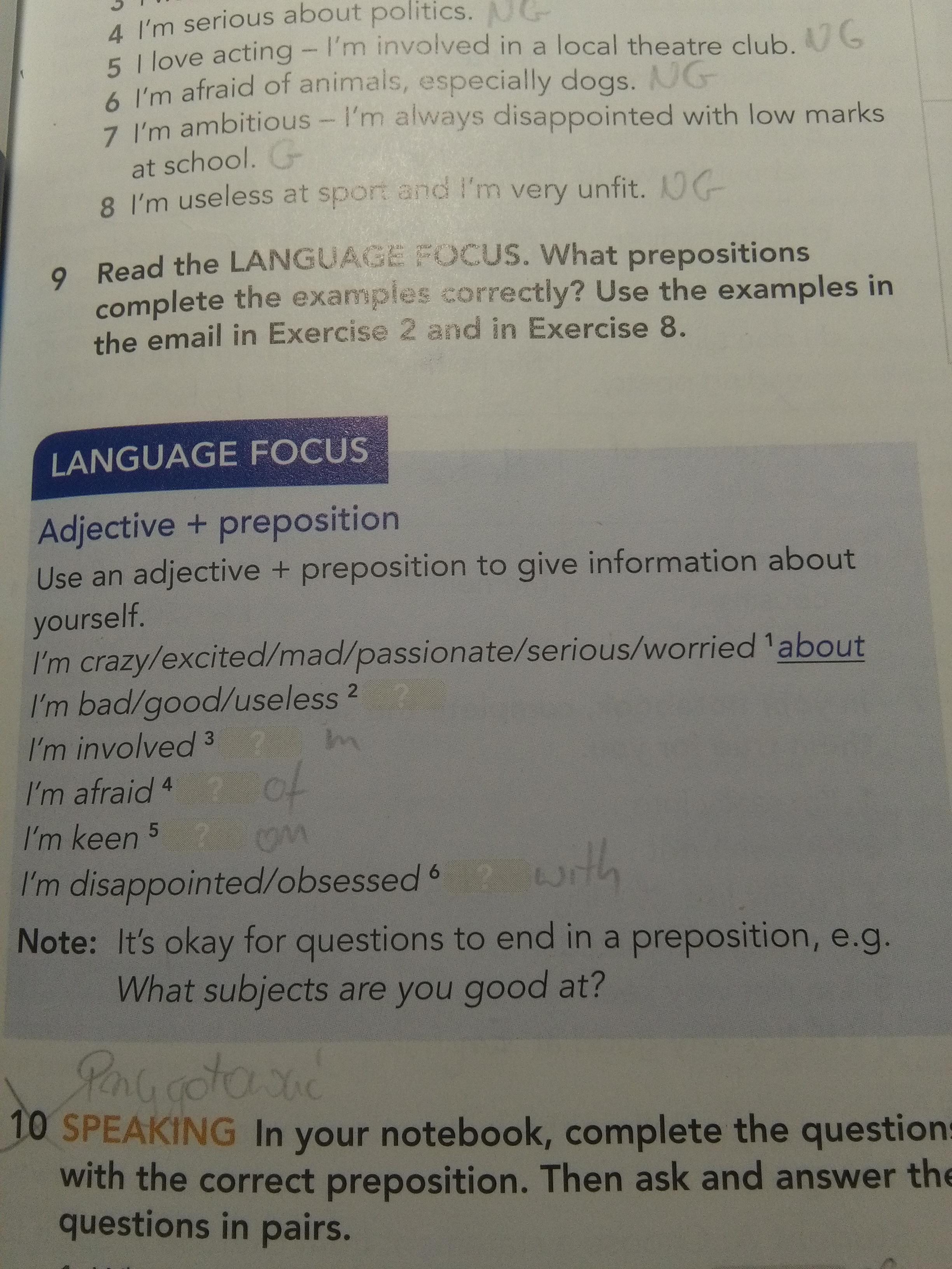 Do the writing task in tour notebook. Use the ideas in the WRITING