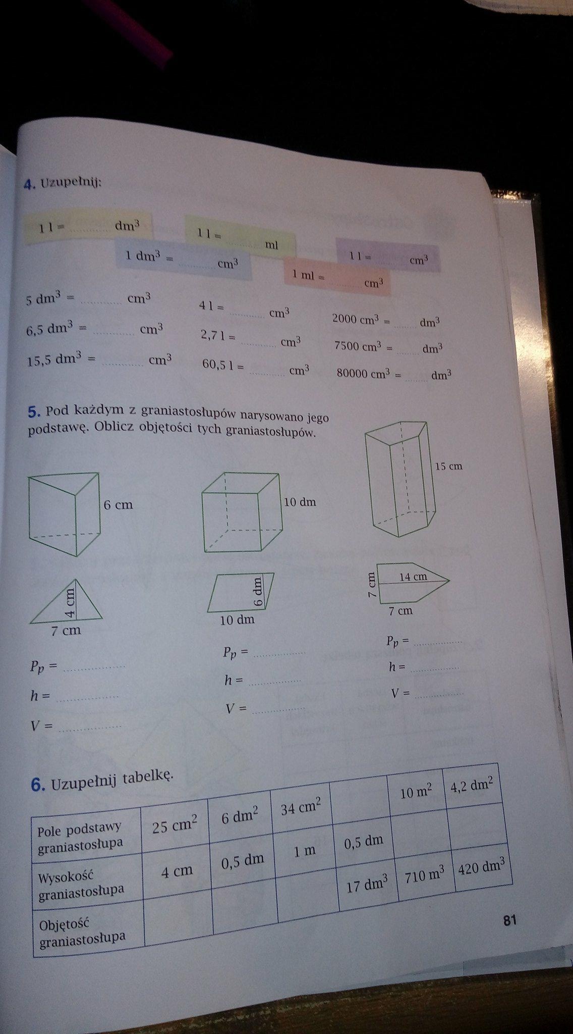 Matematyka z plusem klasa 6/ćwiczenia strona 81 zadanie4,5,6/Prosze bo