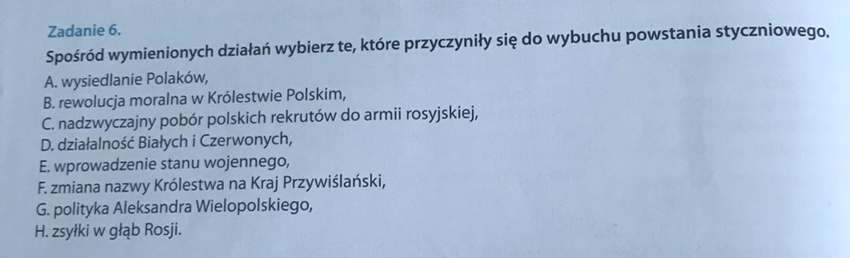 Spośród wymienionych działań wybierz te,które przyczyniły siè do