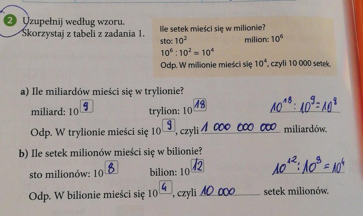 Uzupełnij według wzoru. Skorzystaj z tabeli z zadania 1. sto 102 Ile