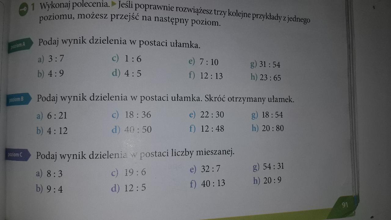Wykonaj polecenia. Jeśli poprawnie rozwiążesz trzy kolejne przykłady z