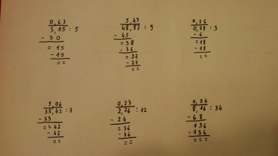 Oblicz sposobem pisemnym 3,155= 48,879= 0,783= 35,427= 2,7612= 8