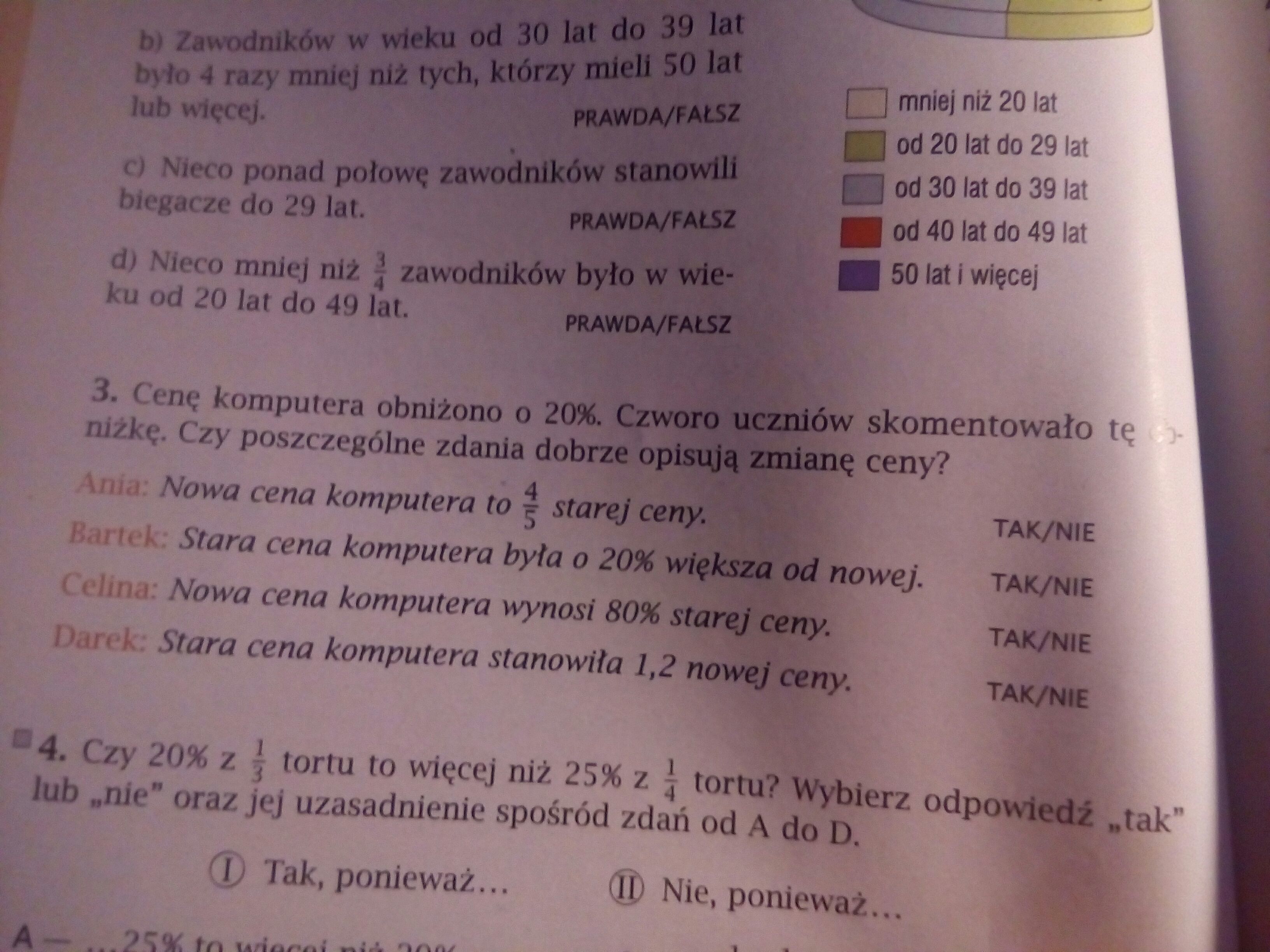 Cenę komputera obniżono o 20.Czworo uczniów skomentowało tę obniżkę