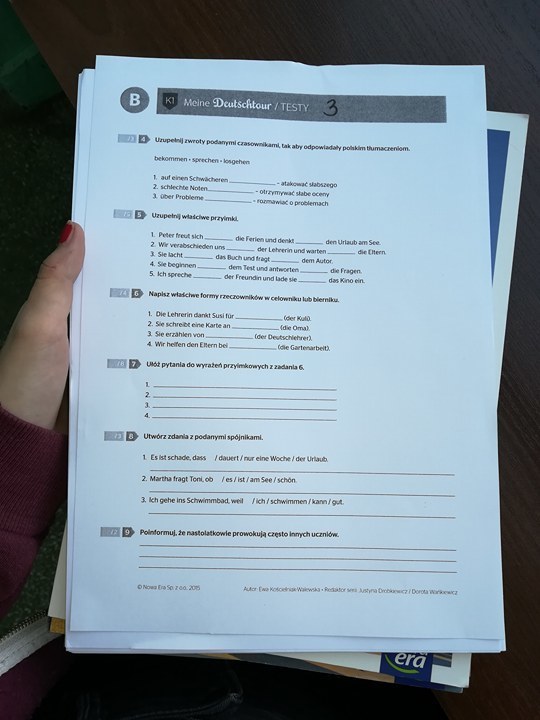 Prosze o rozwiązanie karty pracy z niemieckiego, 50 pkt Brainly.pl