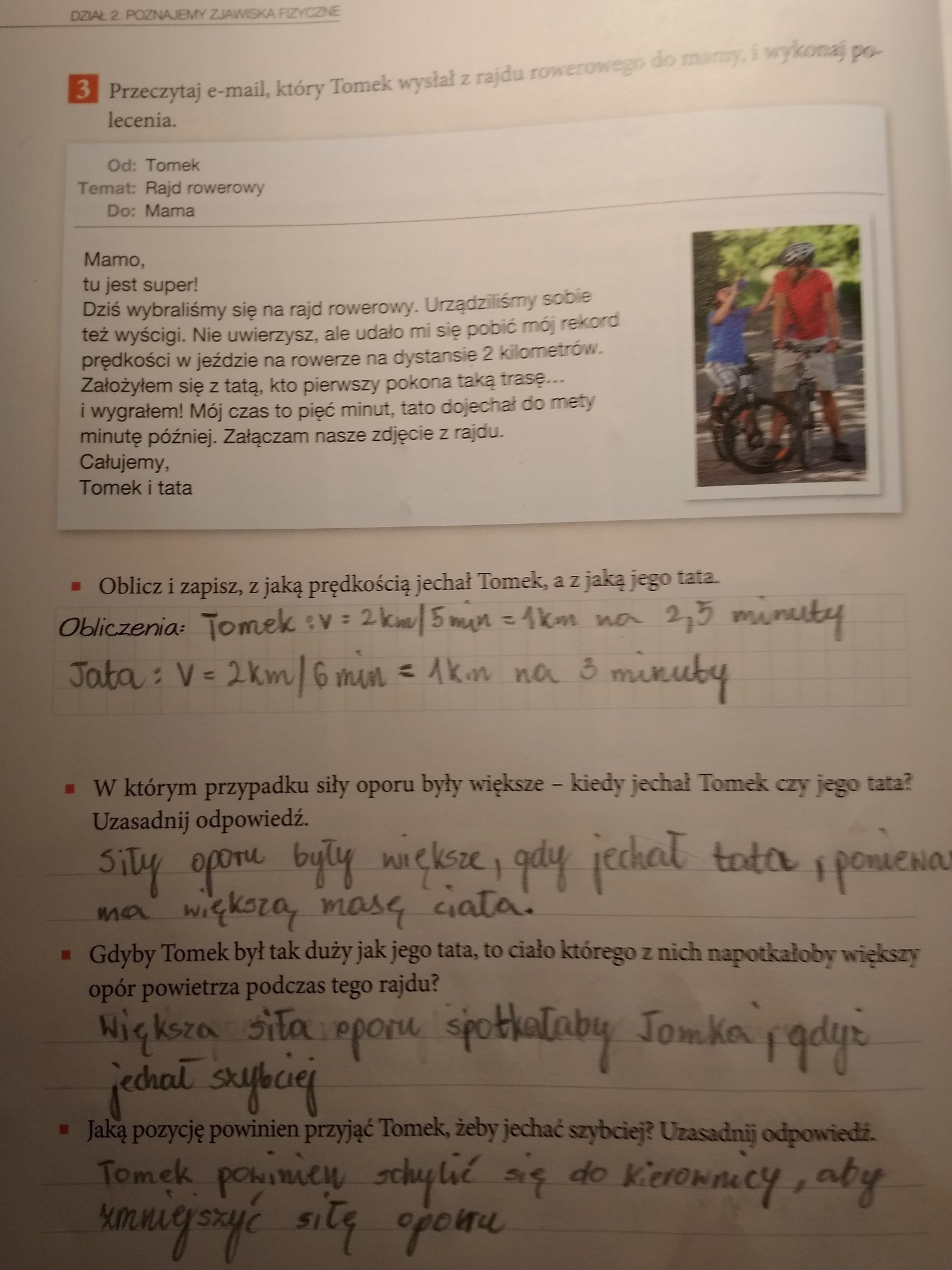 przeczytaj email , który tomek wysłał z rajdu rowerowego do mamy ,i