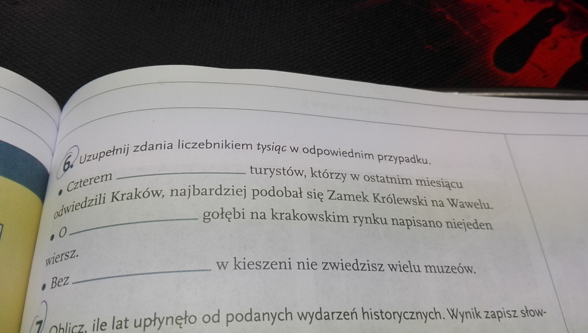 uzupełnij zdanie liczebnikiem tysiąc w odpowiednim przypadku Brainly.pl