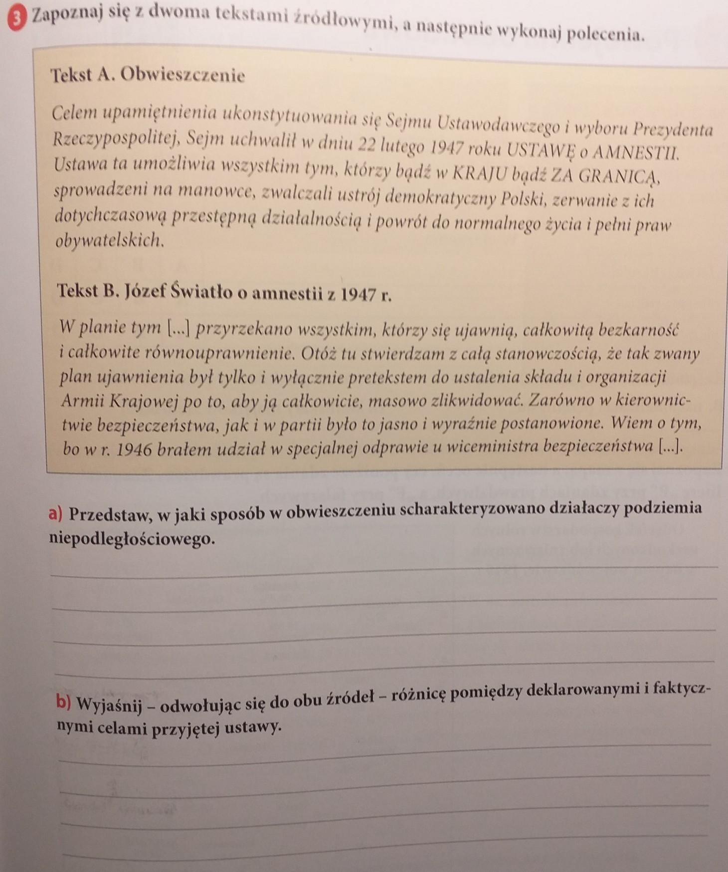Proszę o pomoc. Zapoznaj się z dwoma tekstami źródłowymi, a następnie
