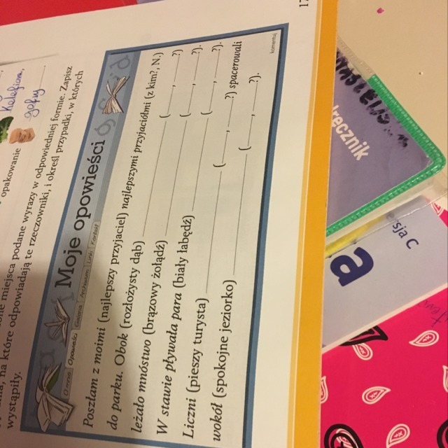 Wstaw w wyznaczone miejsca podane wyrazy w odpowiedniej formie.zapisz