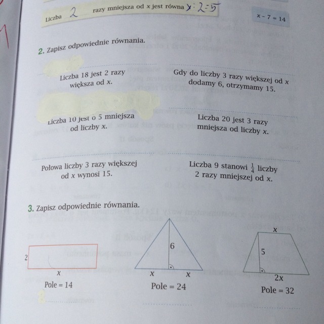 zapisz odpowiednie równania Plisss błagam 2,3 Na jutro!!!! Dam Najjjj