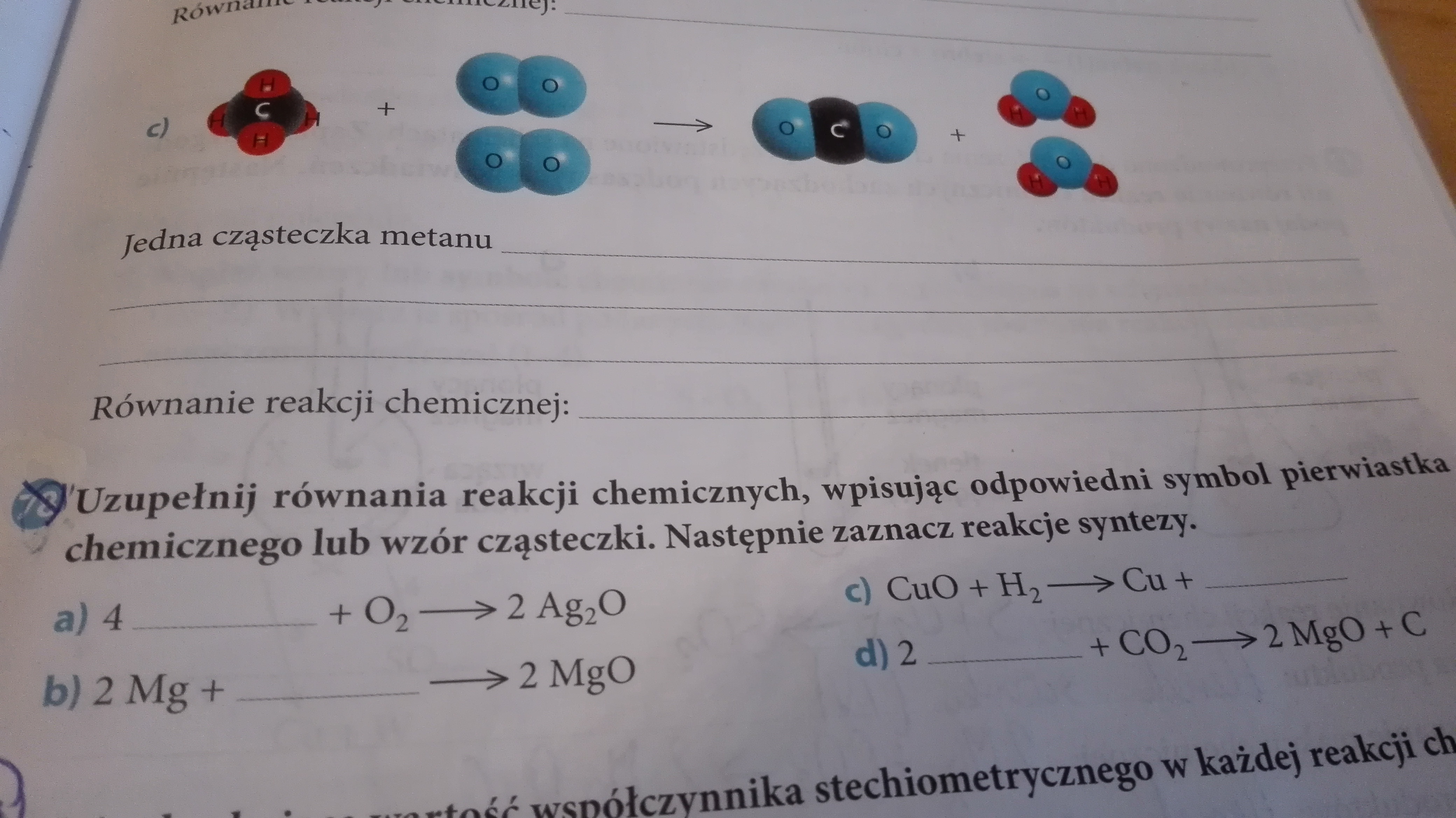 Zadanie 78 Uzupełnij równania reakcji chemicznych wpisując odpowiedni