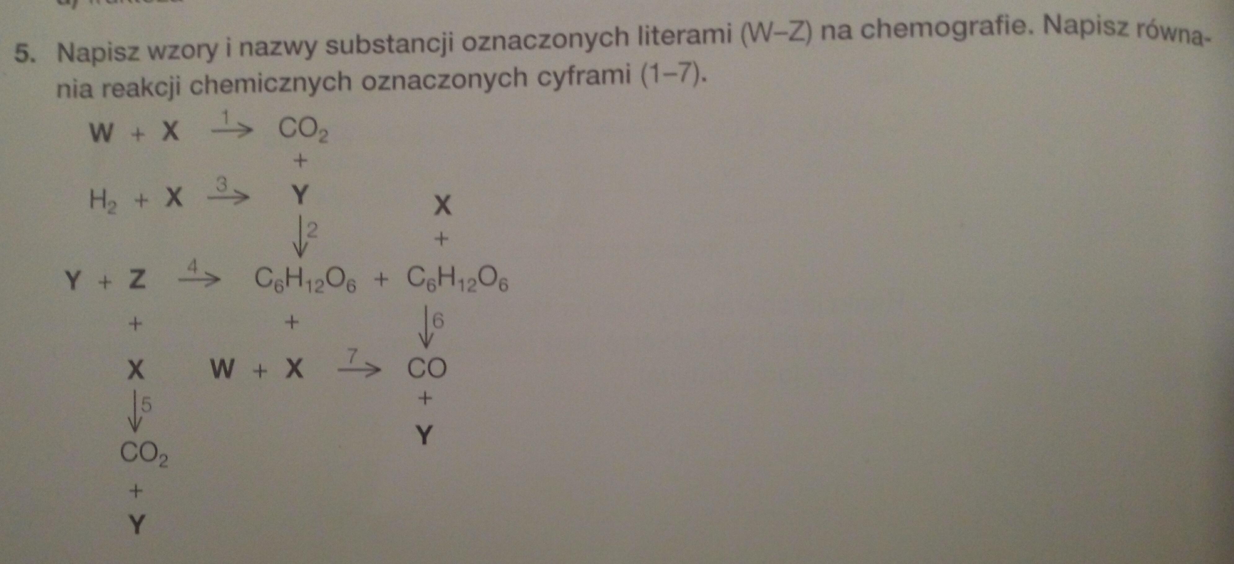 Napisz wzory i nazwy substancji oznaczonych literami (WZ) na