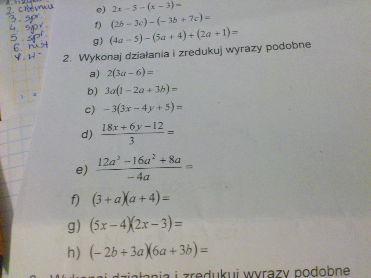 Wykonaj działania i zredukuj wyrazy podobne jest załącznik Brainly.pl