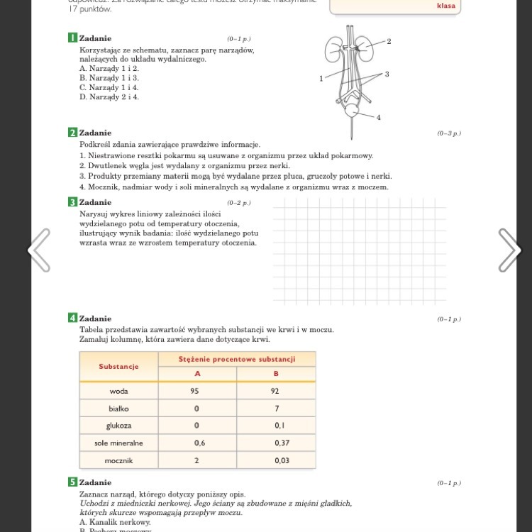 Ma ktos odpowiedzi na sprawdzian z biologi układ wydalniczy puls zycia