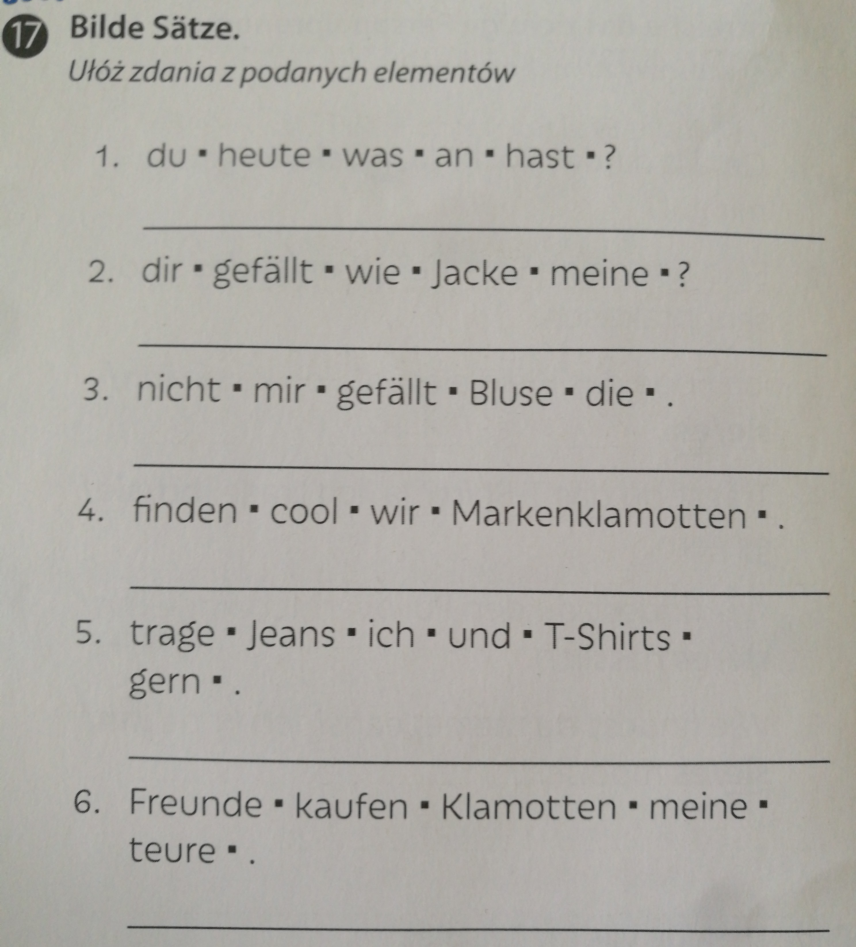 Bilde satze ułóż zdania z Podanych Elementów Brainly.pl