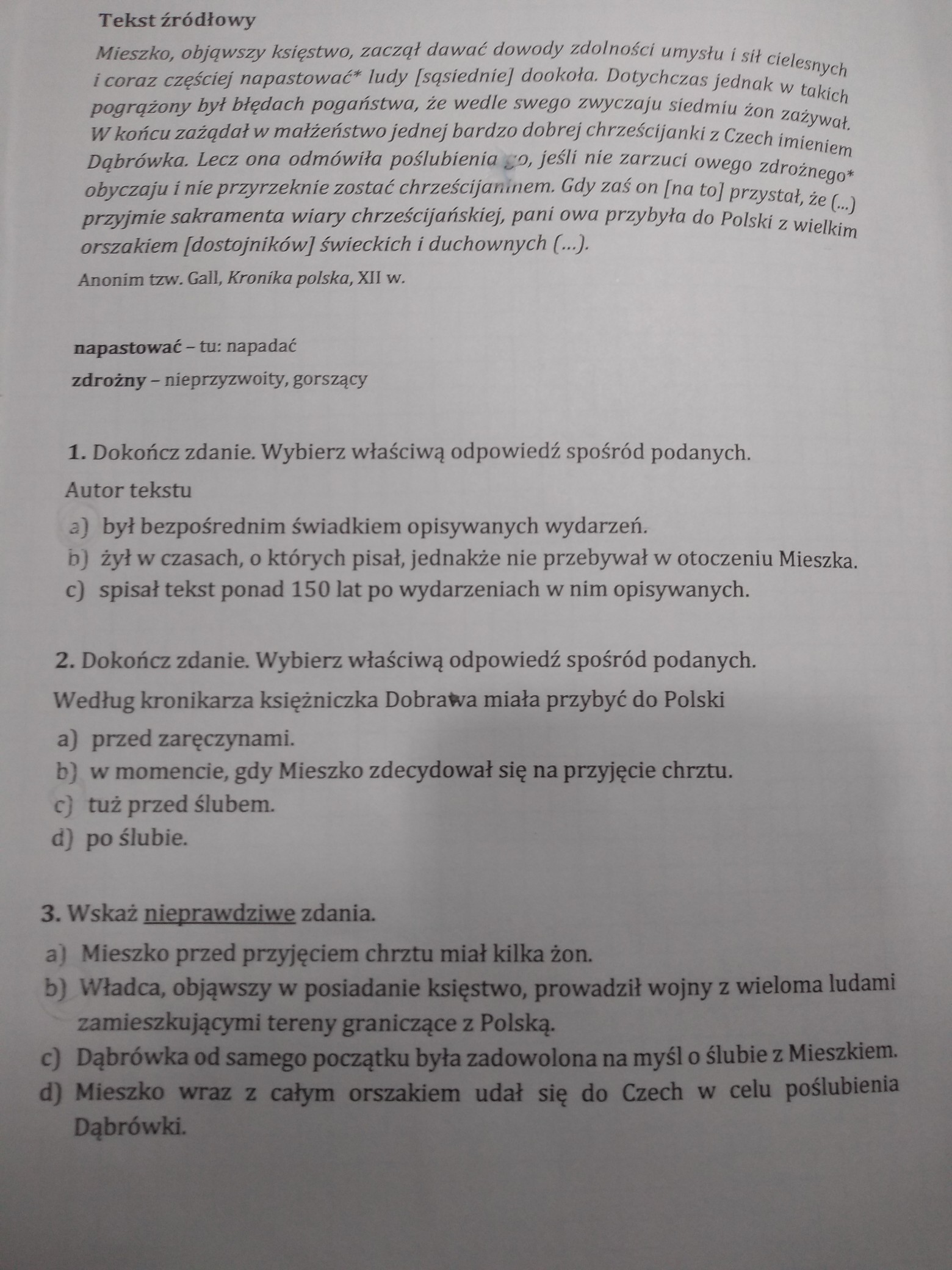 Przeczytaj tekst źródłowy, a następnie wykonaj polecenia. Proszę o