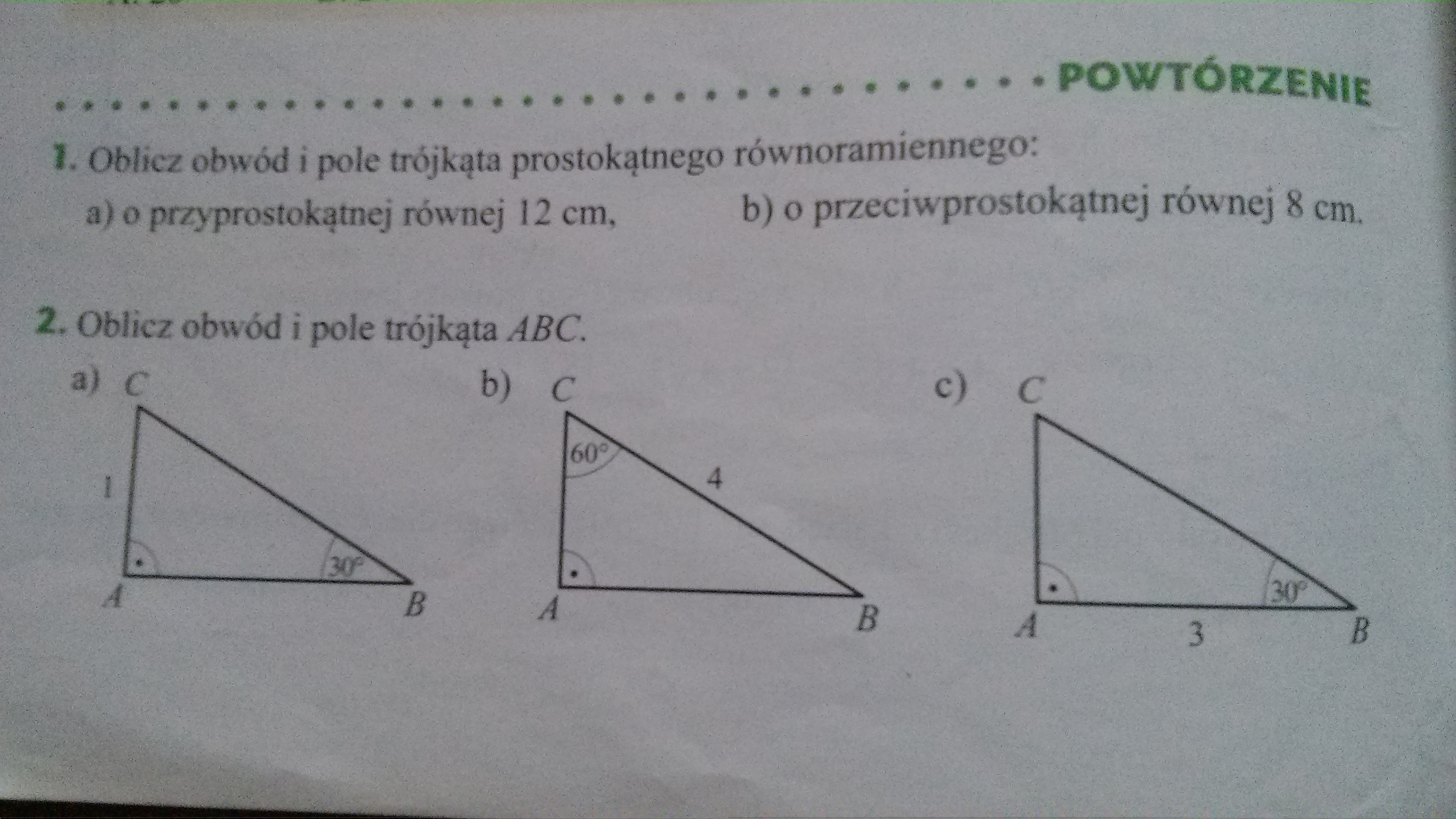 Oblicz Pole Trójkąta Abc A 1 1