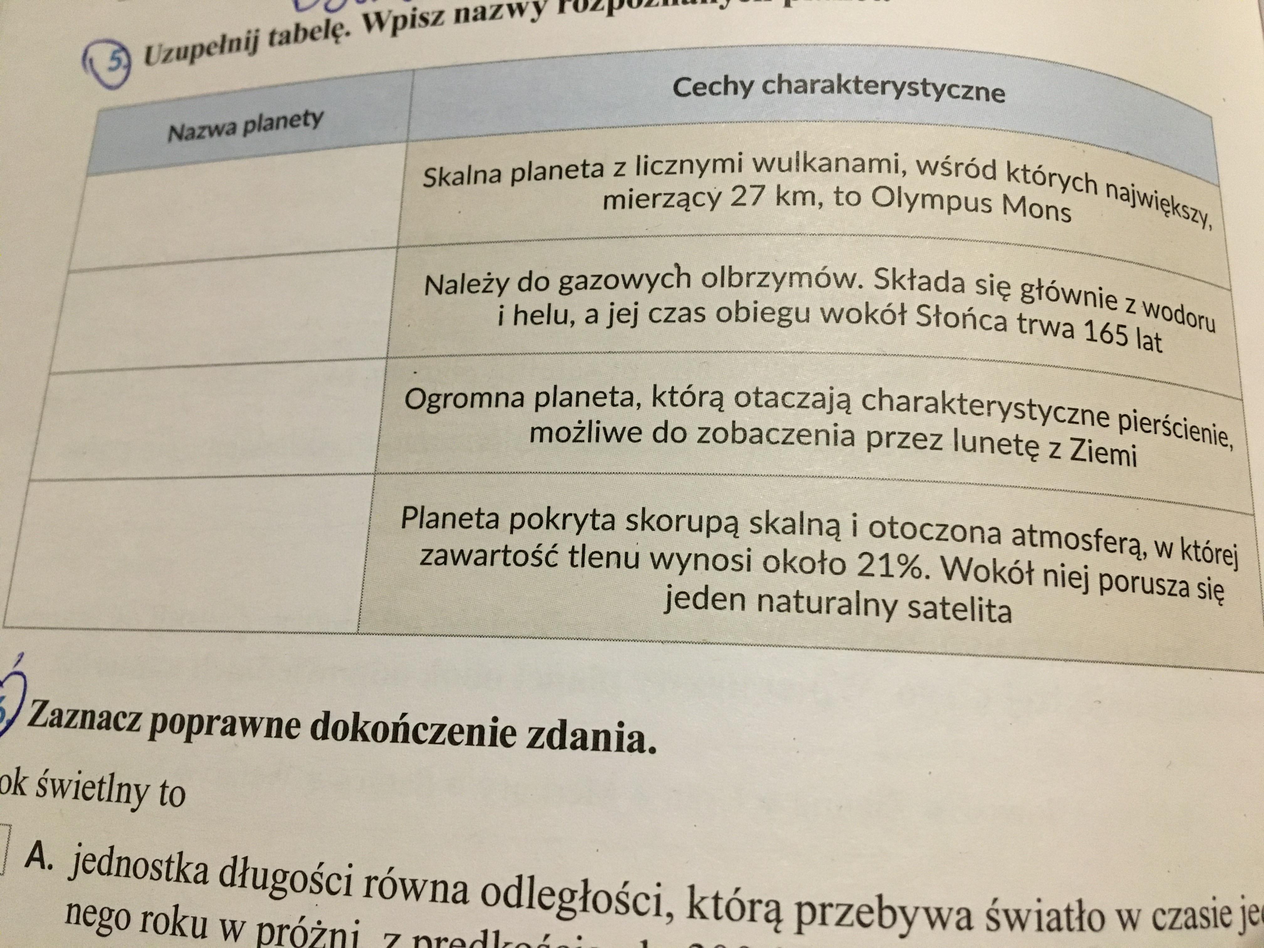 Uzupełnij tabele. Wpisz nazwy rozpoznanych Help Brainly.pl