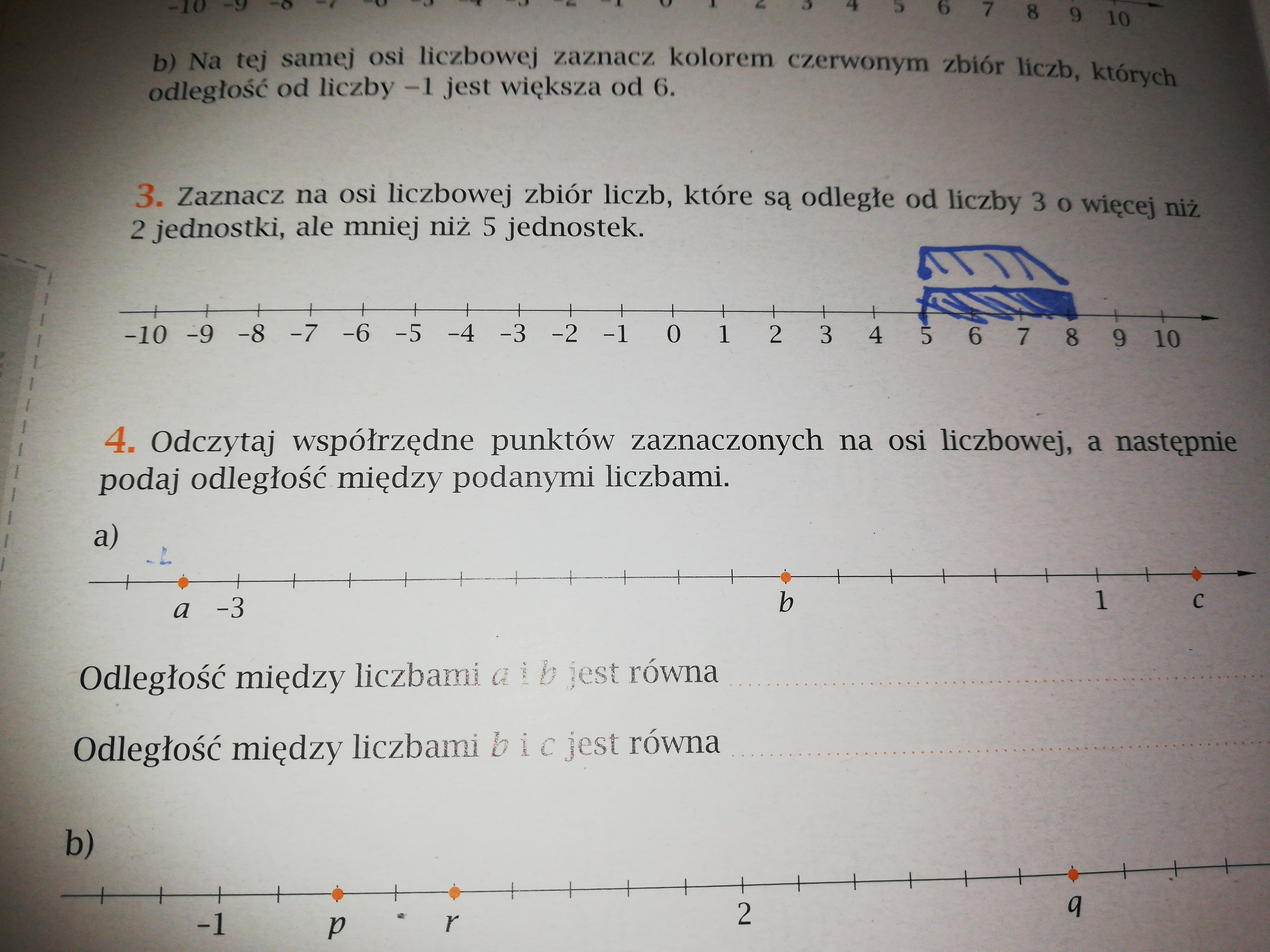Odczytaj współrzędne punktów zaznaczonych na osi liczbowej, a następnie