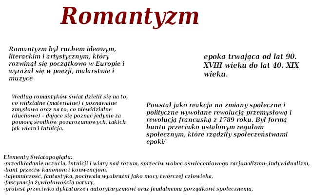 1. sporzadz mape myslowa na temat epoki romantyzmu/ lub 2.analizujac
