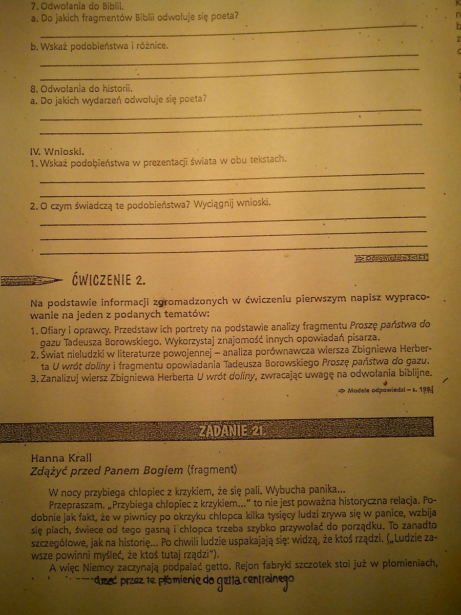 Język polski praca z tekstem 3 klasa liceum. Fragmenty tekstów