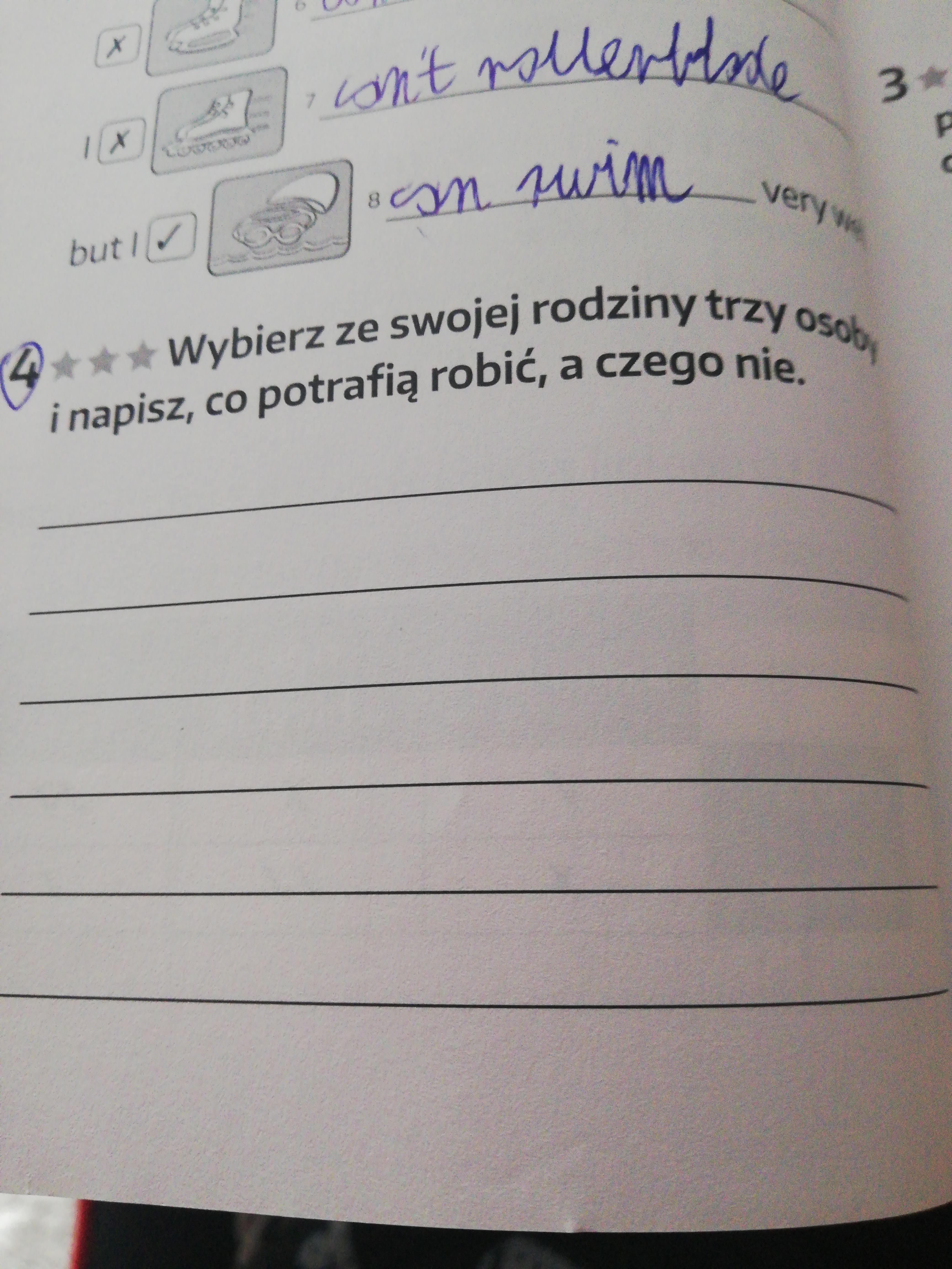 Wybierz że swojej rodziny trzy osoby i napisz co potrafią robić a czego