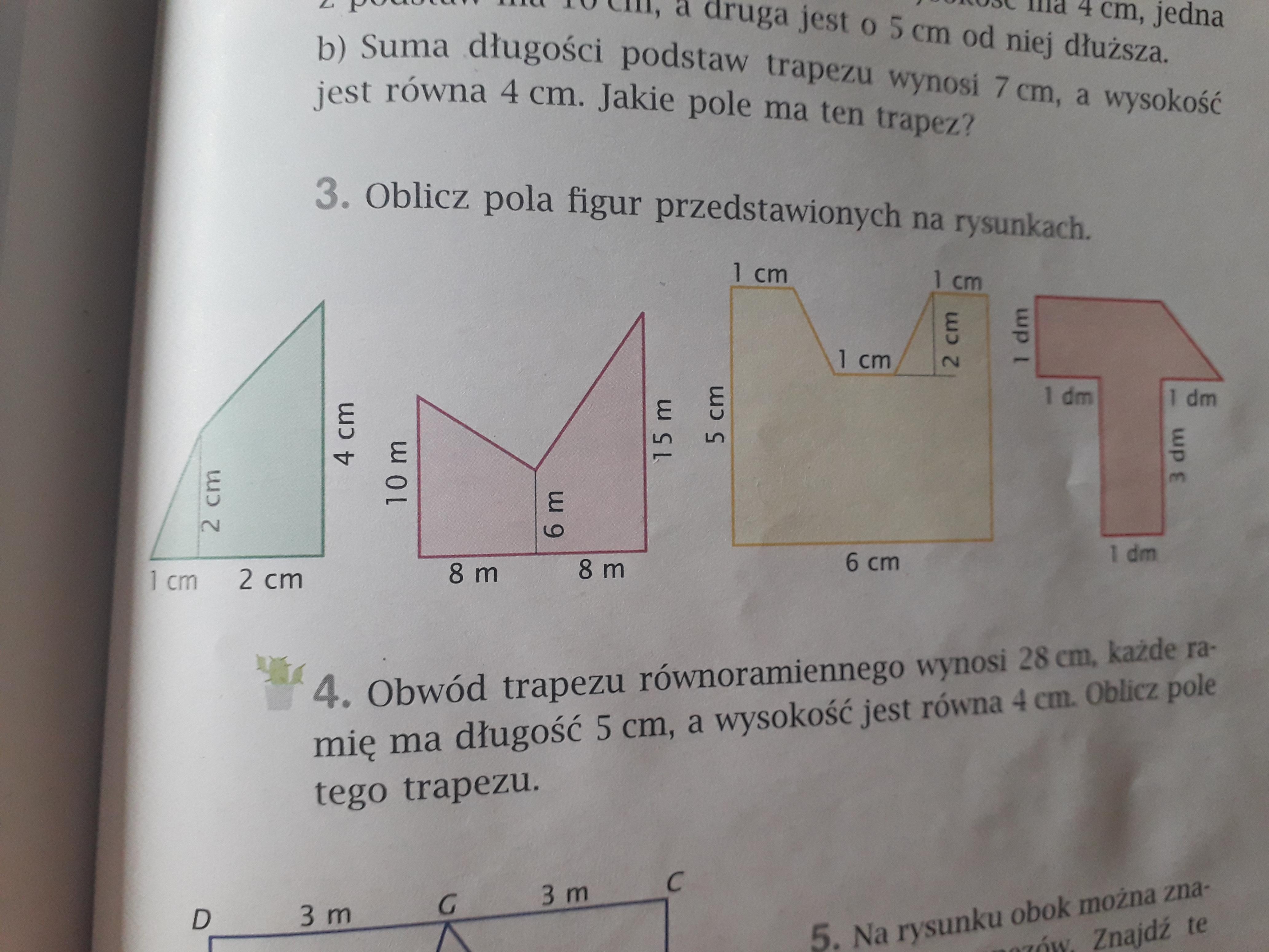 Oblicz pola figur przedstawionych na rysunkach Brainly.pl