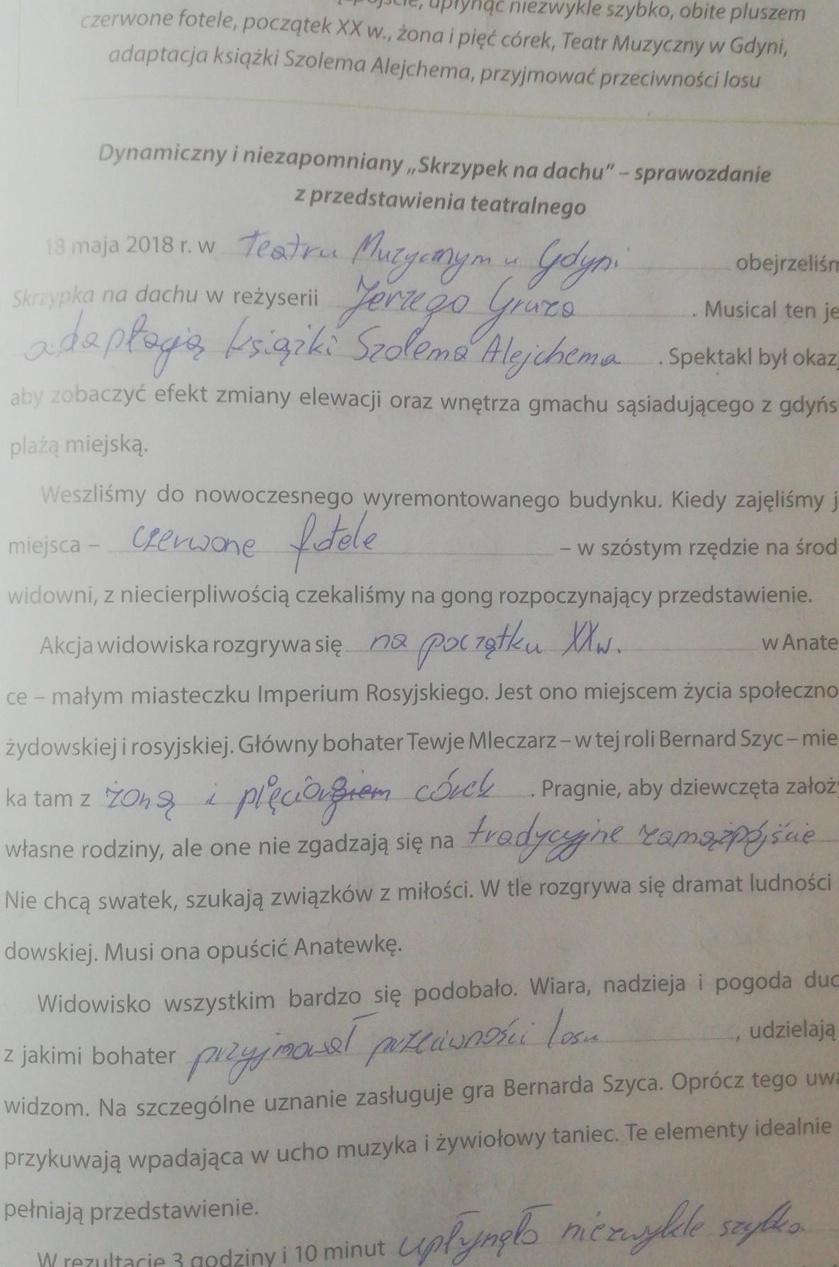 uzupełnij sprawozdanie informacjami zamieszczonymi w ramce Zastosuj