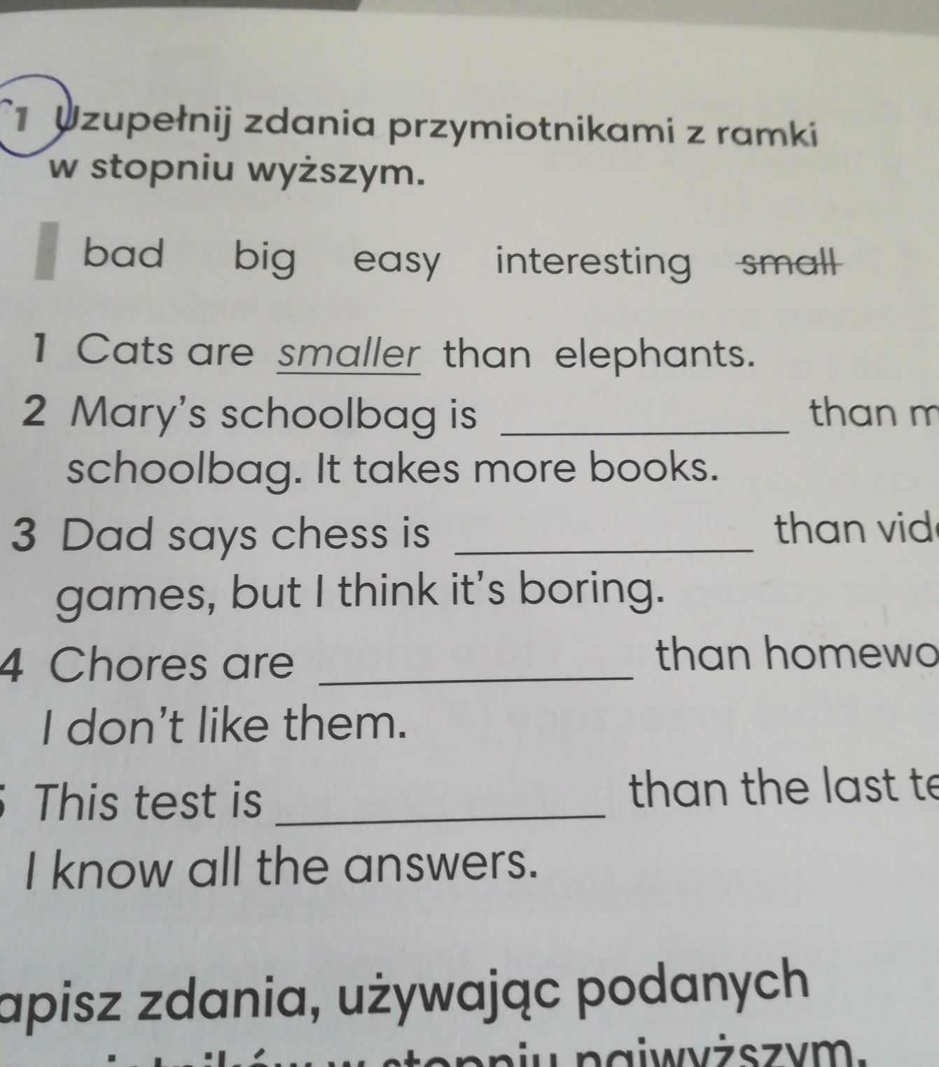 Uzupełnij zdania przymiotnikami z ramki w stopniu wyższym Brainly.pl