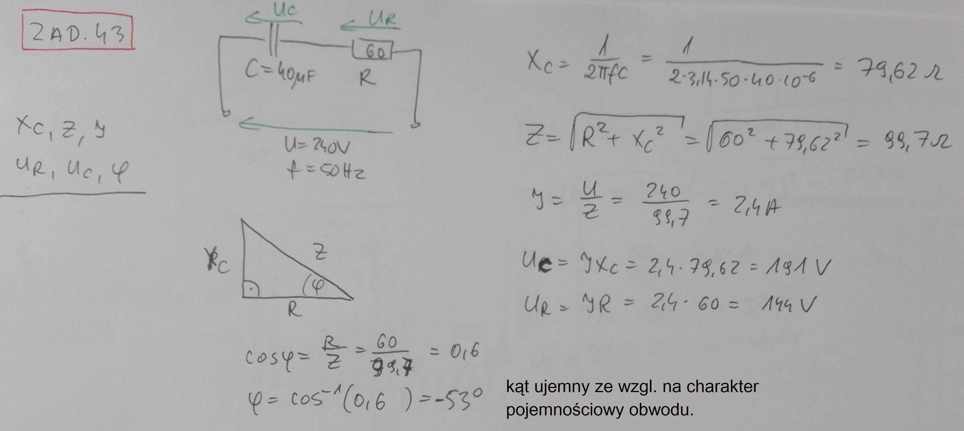 Do źródła napięcia sinusoidalnego 240 V i częstotliwości 50 Hz
