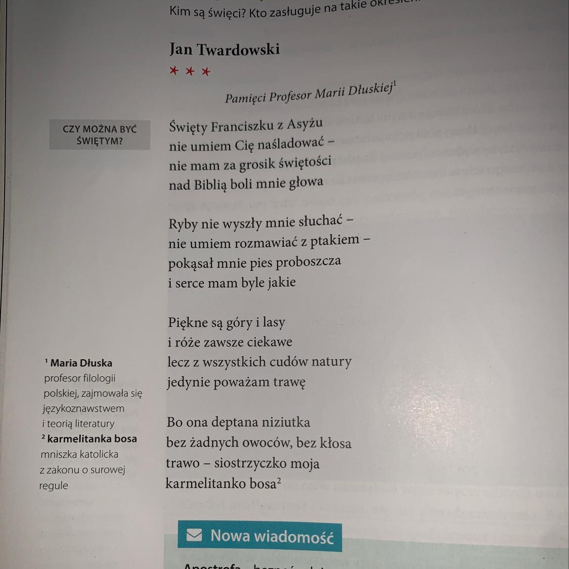 scharakteryzuj osobę mówiącą w wierszu proosze potrzebuje Brainly.pl