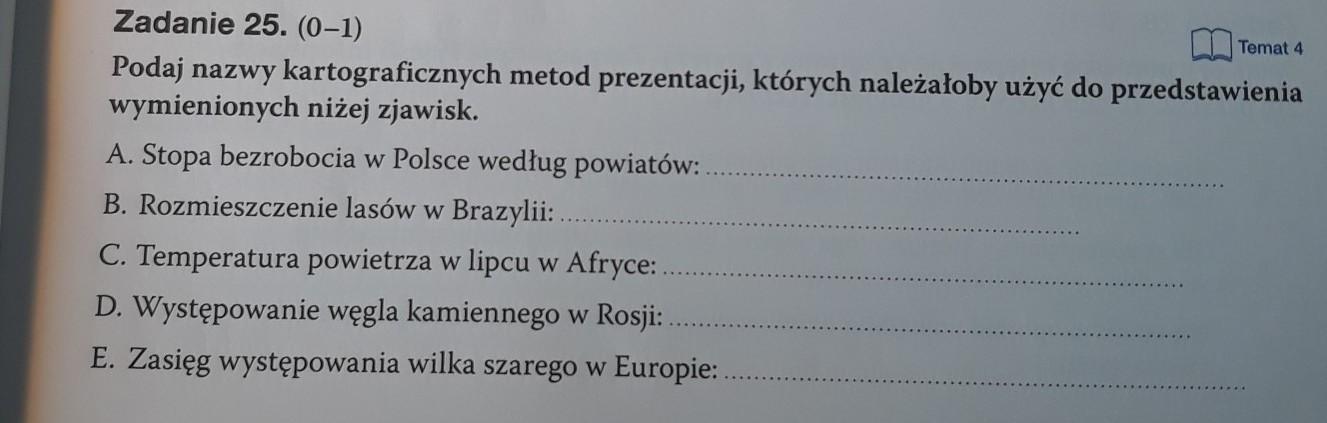 Podaj nazwy kartograficznych metod prezentacji których należałoby użyć
