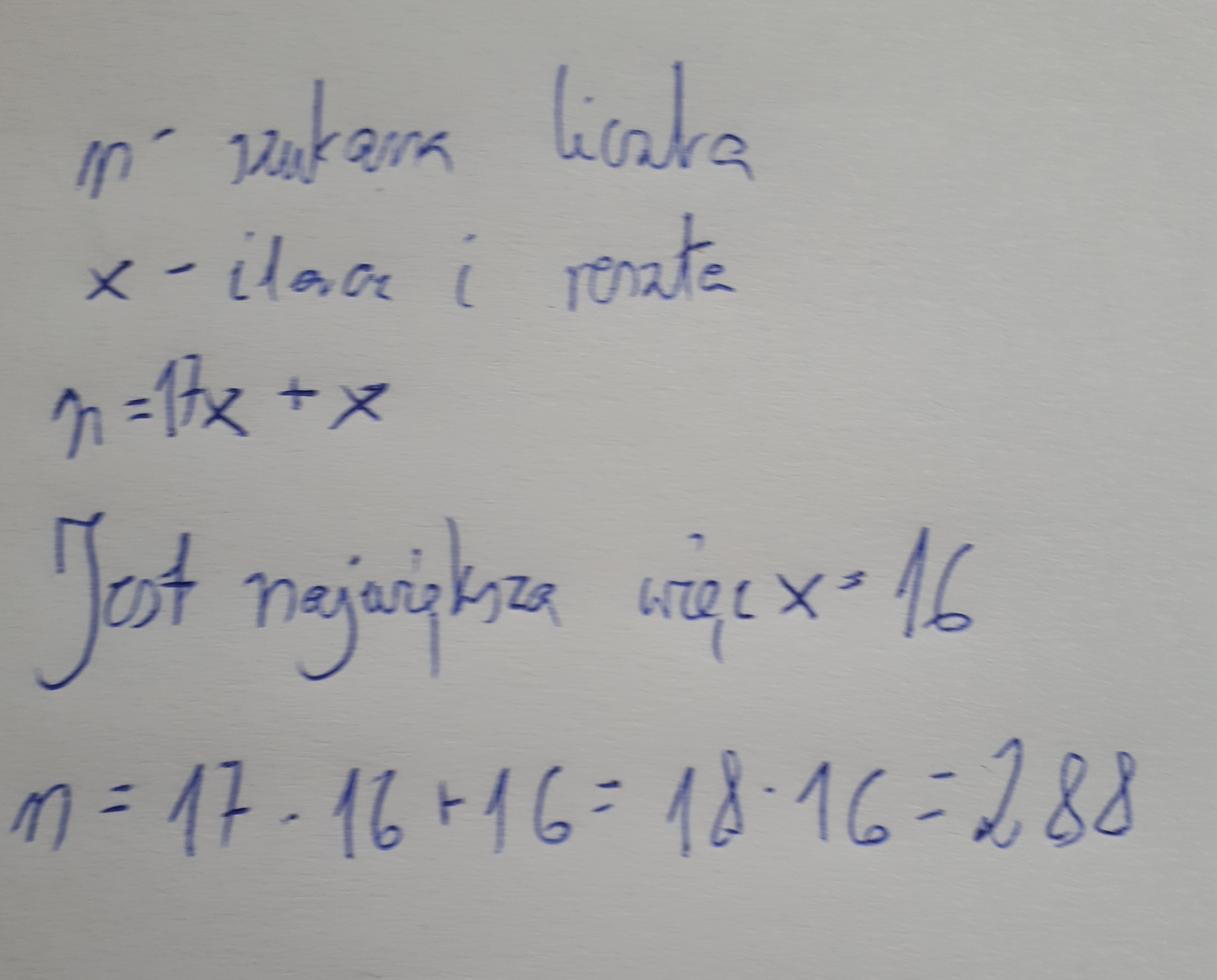 wyznacz najwieksza liczbe naturalna dla ktorej reszta z dzielenia przez