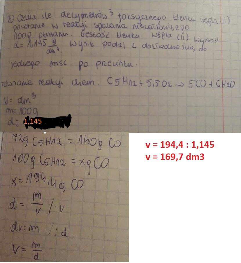 Oblicz , ile decymetrów sześciennych toksycznego tlenku węgla (II