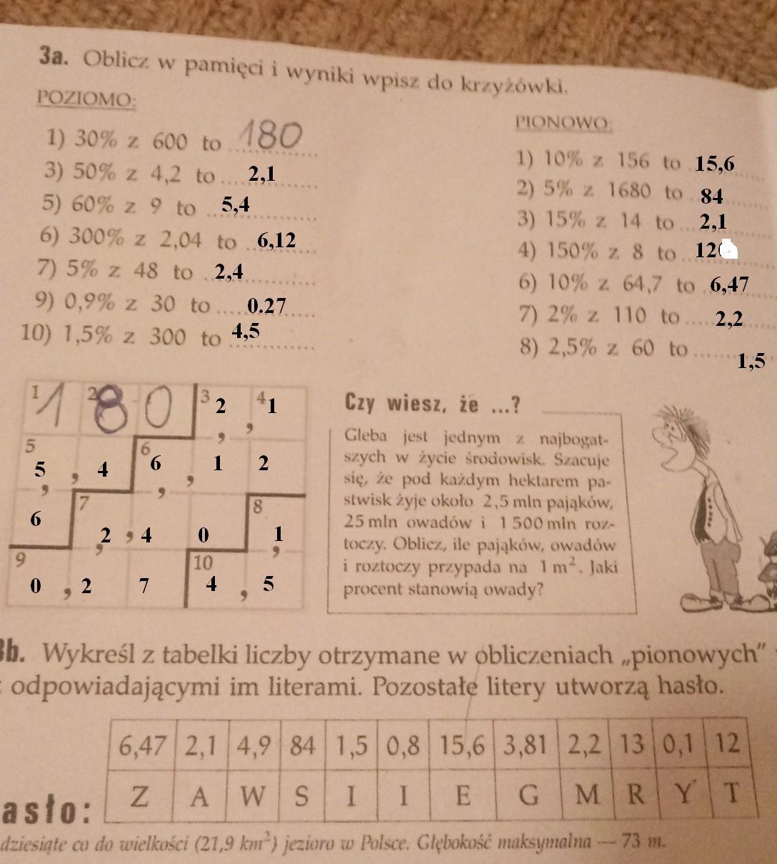 oblicz w pamięci i wyniki wpisz do krzyżówki Brainly.pl