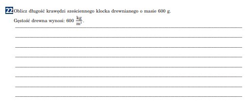 Oblicz długość krawędzi sześciennego klocka drewnianego o masie 600 g