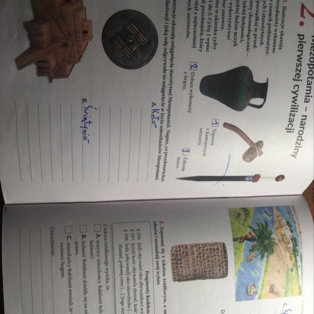 Ilustracje ukazują osiągnięcia starożytnej Mezopotamii.Jakby co Zadanie