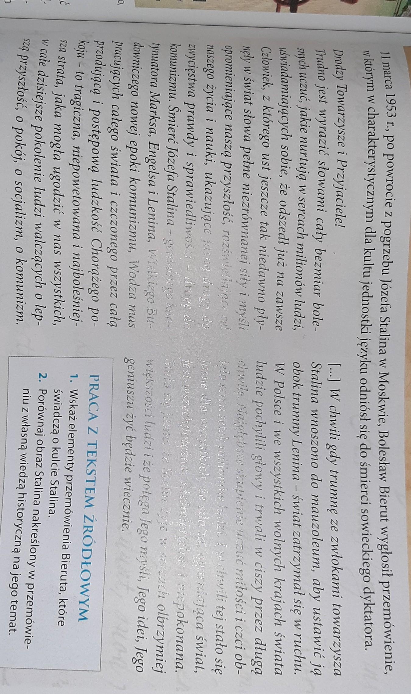 PILNE PRACA Z TEKSTEM ŹRÓDŁOWYM 1)Wskaż elementy przemówienia Bieruta