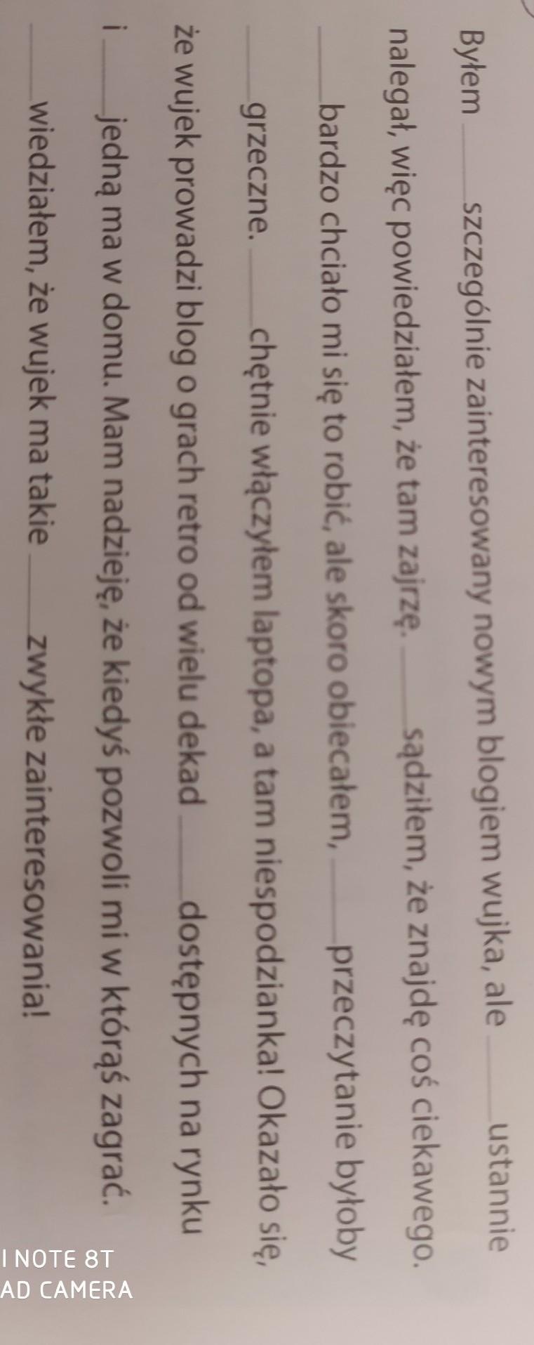 Uzupełnij tekst wpisując nie razem lub osobno!!!!!proszę szybkoooo